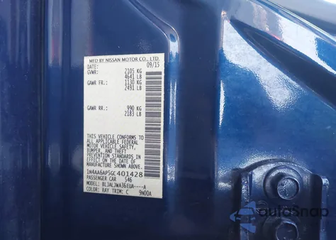 2016 Nissan Maxima 3.5 Sv z USA, uszkodzony, nr VIN 1N4AA6AP5GC401428